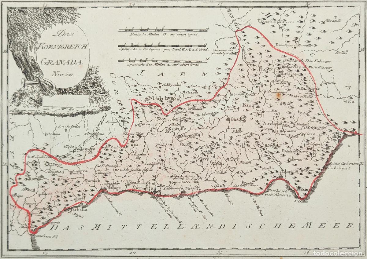 Arte: Mapa del Reino de Granada: Das Koenigreich Granada - Reilly, Franz Johann Joseph von