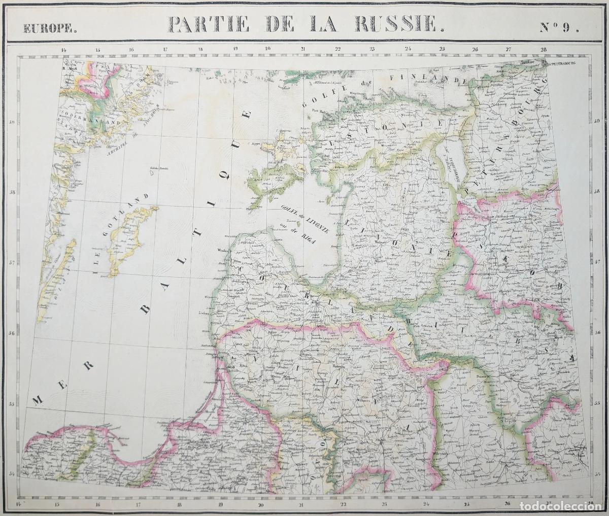 Arte: Mapa de Estonia y Lituania, Rusia: [Estonia, Lituania] Partie de la Russie N&deg;9. - Vandermaelen, Phil