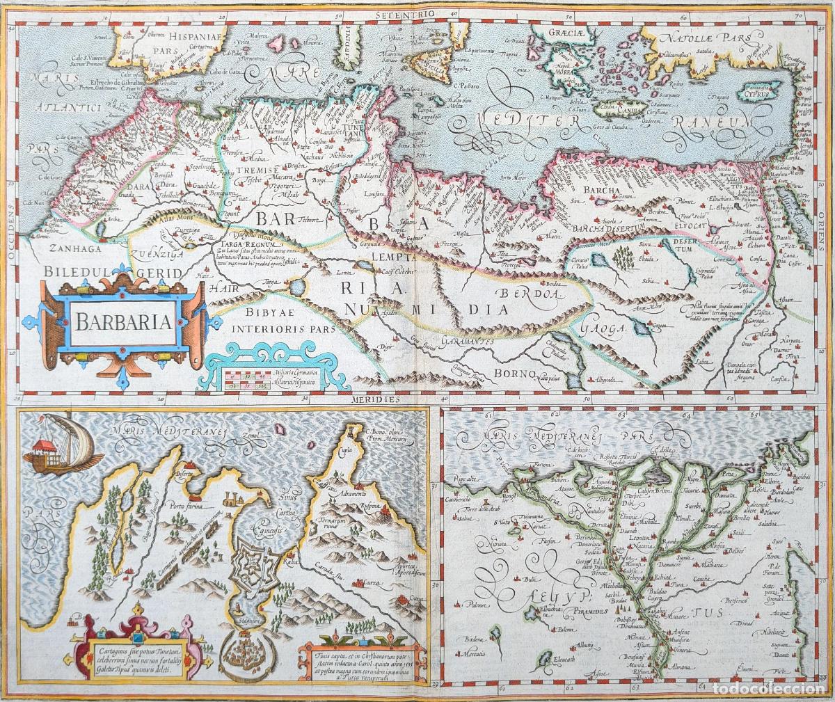 Arte: Mapa de Berber&iacute;a, T&uacute;nez y delta del Nilo: Barbaria - Cartaginis sive potius Tunetani celeberrimi Sin
