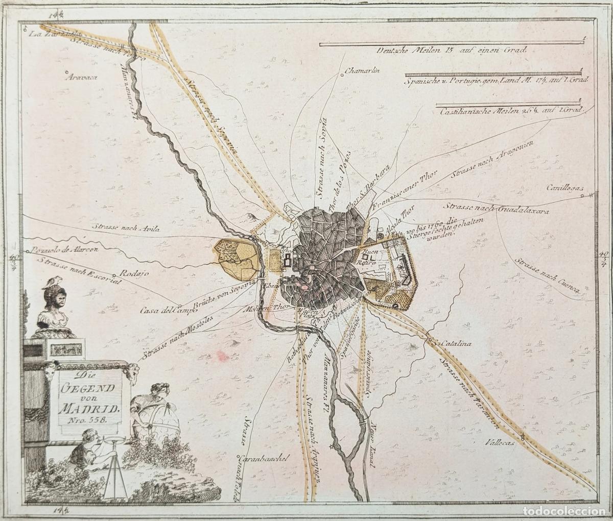 Arte: Mapa de los alrededores de Madrid: Die Gegend von Madrid - Reilly, Franz Johann Joseph von