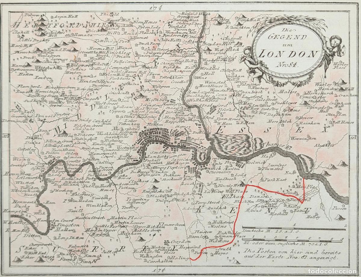 Arte: Mapa de los alrededores de Londres: Die Gegend um London No. 84 - Reilly, Franz Johann Joseph von