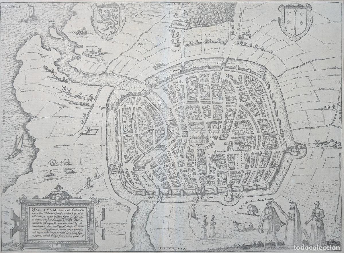 Arte: Plano de Haarlem, Pa&iacute;ses Bajos: Harlemum - Hogenberg, Frans