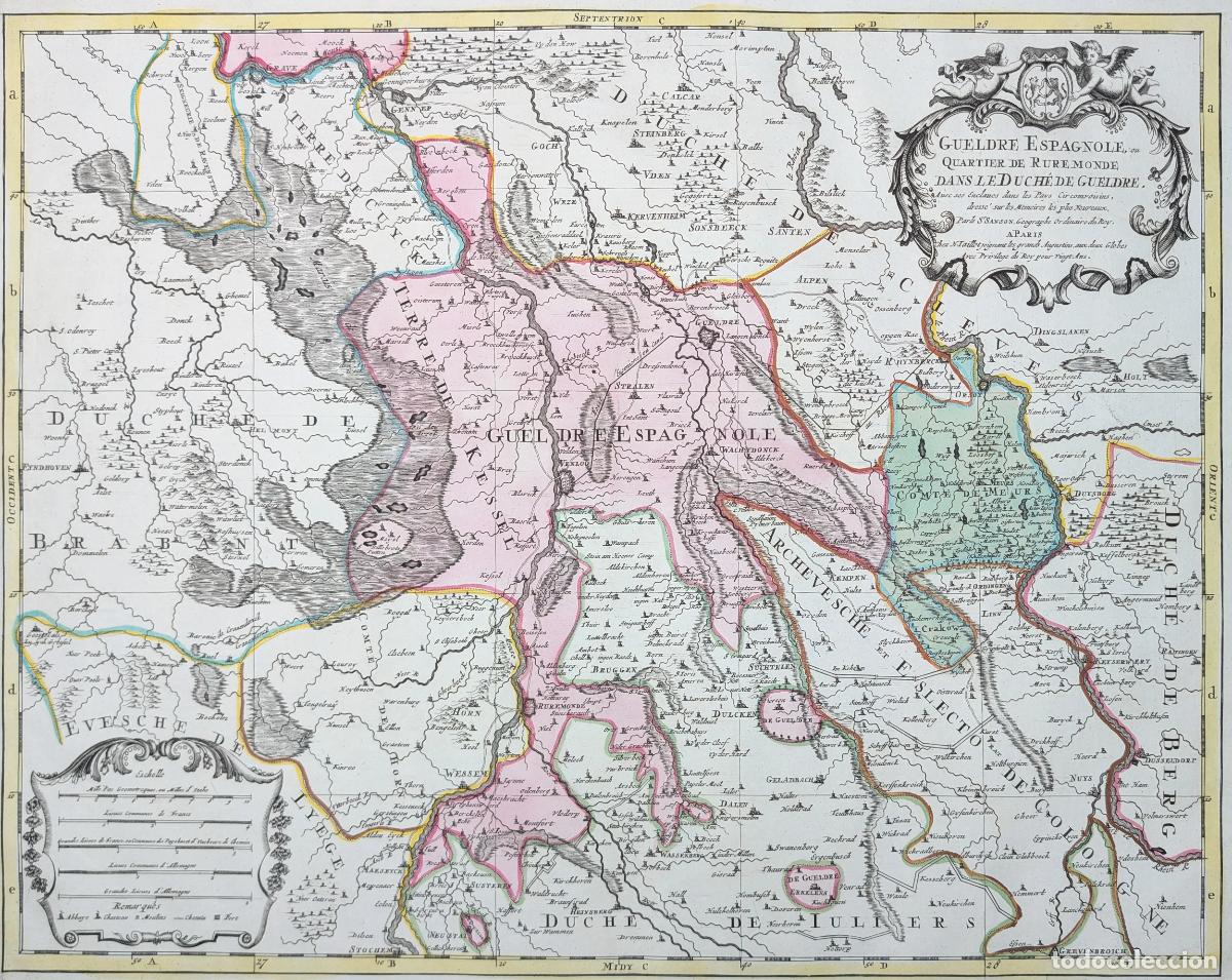 Arte: Mapa de G&uuml;eldres Espa&ntilde;ola, Roermond, Pa&iacute;ses Bajos: Gueldre Espagnole, ou Quartier de Ruremonde dans