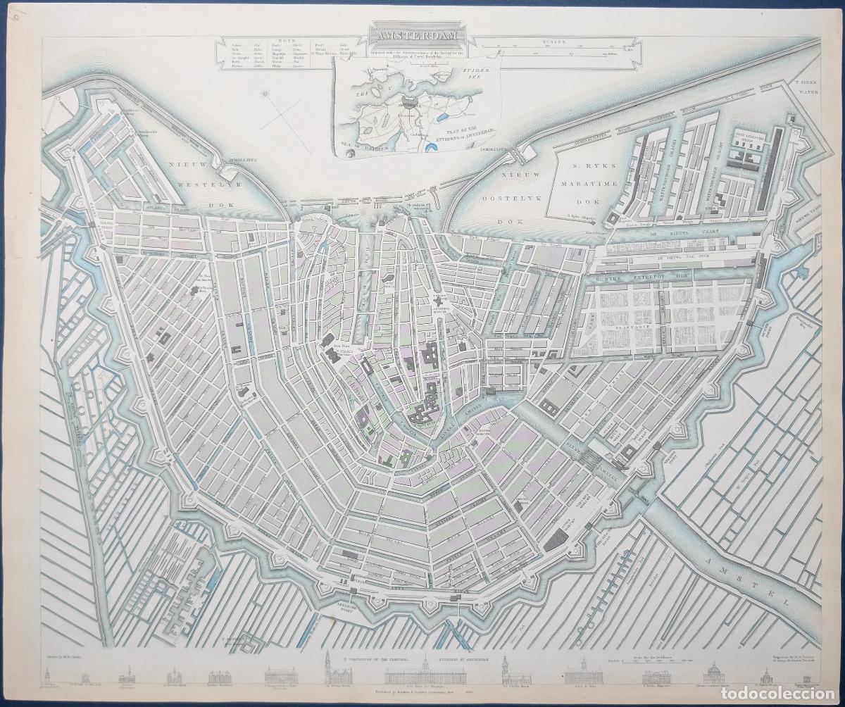 Arte: Plano de &Aacute;msterdam: Amsterdam - S.D.U.K. (Society for the Diffusion of Useful Knowledge)