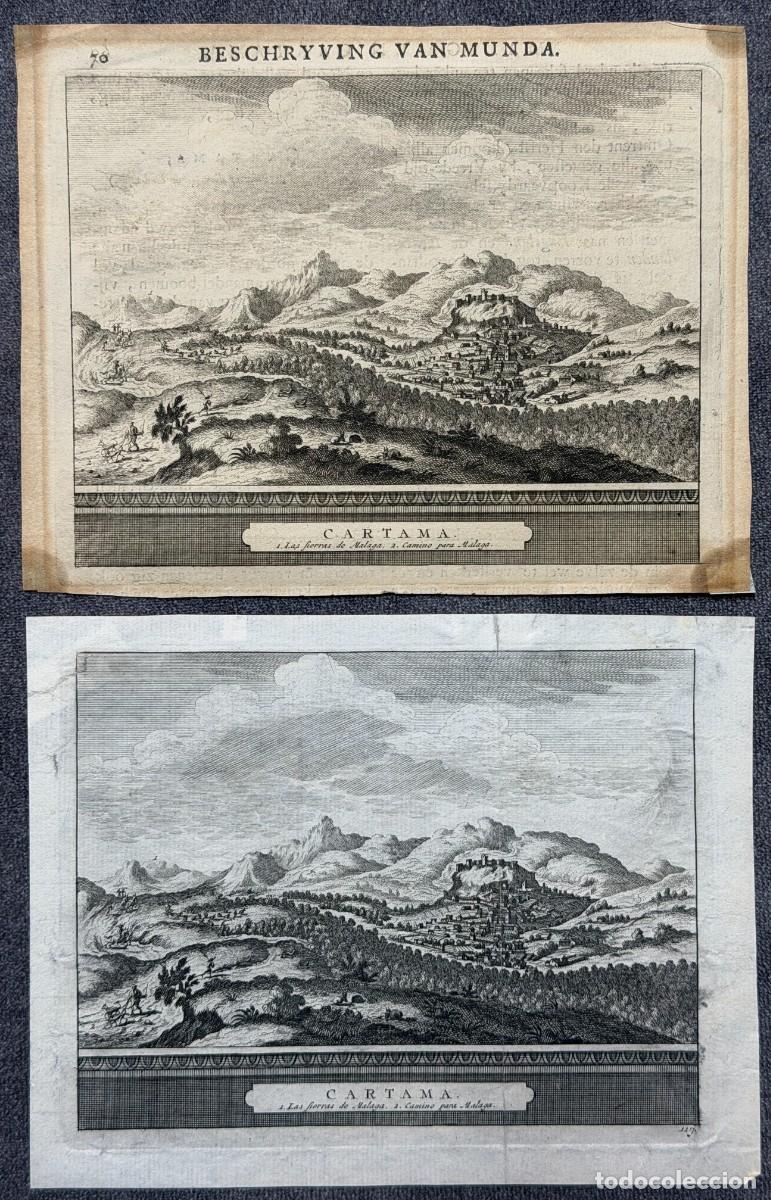 Arte: 2 x mapas de C&aacute;rtama , M&aacute;laga , De Pierre Van Der AA DE 1707 y 1715