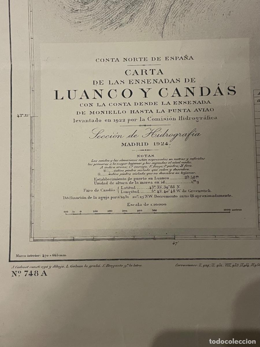 Arte: NAVEGACI&Oacute;N - ANTIGUA CARTA NAUTICA 1924 COSTA NORTE DE ESPA&Ntilde;A DE LAS ENSENADAS DE LUANCO Y CAND&Aacute;S