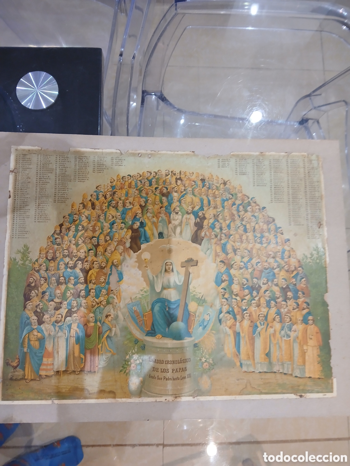 Arte: Litografia antigua de papas