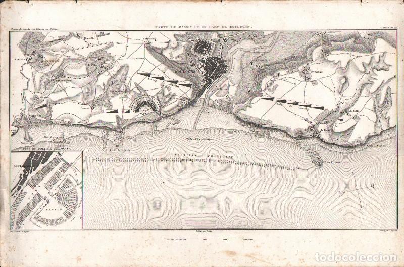 Arte: GRABADO CARTE DU BASSIN ET DU CAMP DE BOULOGNE 1850. CARTE N&ordm; 25 G-PLANOS-001