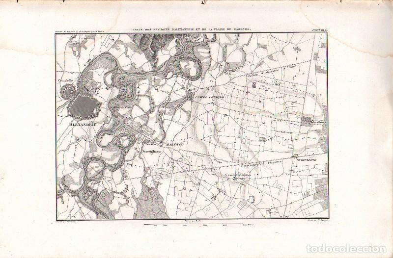 Arte: GRABADO CARTE DES ENVIRONS D'ALEXANDRIE ET DE LA PLAINE DE MARENGO 1850. CARTE N&ordm; 9 G-PLANOS-002