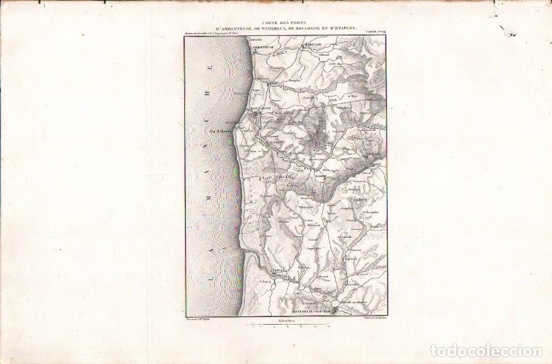 Art: GRABADO CARTE DES PORTS D'AMBLETEUSE, DE WIMEREUX, BOULOGNE ET D'ETAPLES. CARTE N&ordm; 24 G-PLANOS-007