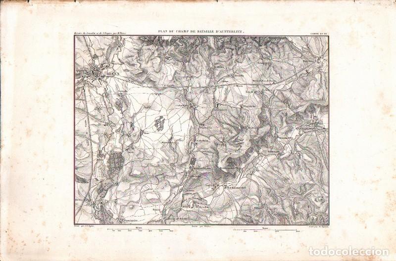 Arte: GRABADO PLAN DU CHAMP DE BATAILLE D'AUSTERLITZ 1850. CARTE N&ordm; 33 G-PLANOS-008