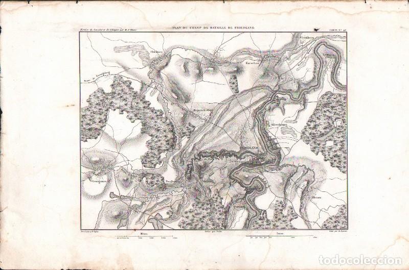 Arte: GRABADO PLAN DU CHAMP DE BATAILLE DE FRIEDLAND 1850. CARTE N&ordm; 42 G-PLANOS-009