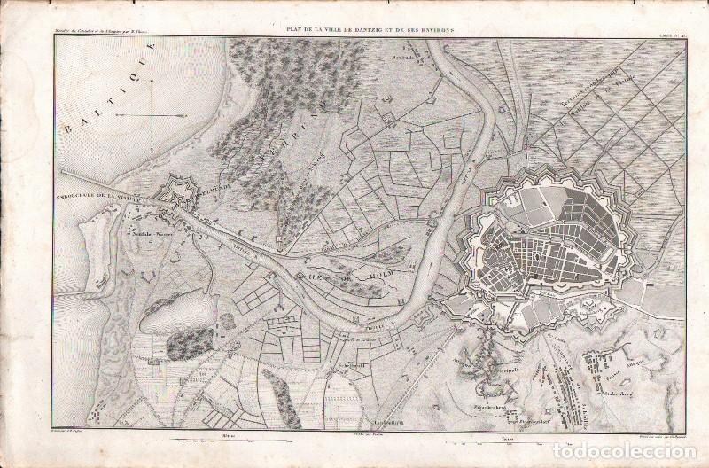 Arte: GRABADO PLAN DE LA VILLE DE DANTZIG ET DE SES ENVIRONS 1850. CARTE N&ordm; 41 G-PLANOS-010