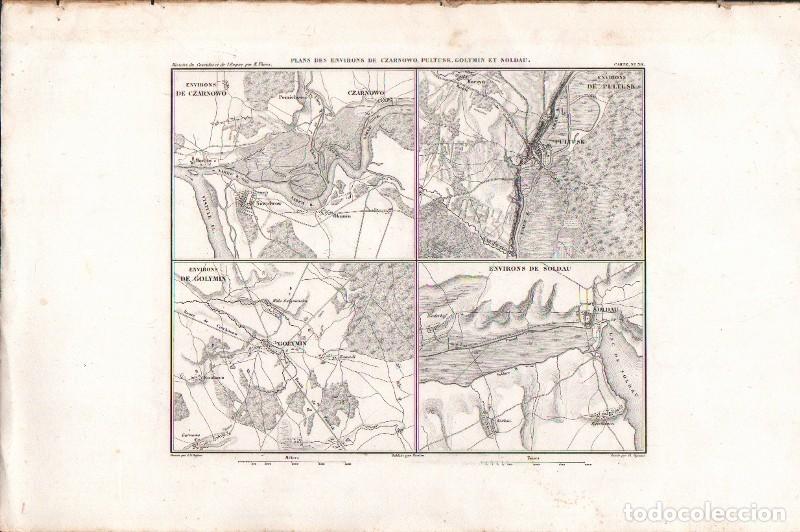 Arte: GRABADO PLANS DES ENVIRONS DE CZARNOWO. PULTUSK, GOLYMIN ET SOLDAU 1850. CARTE N&ordm; 39 G-PLANOS-011