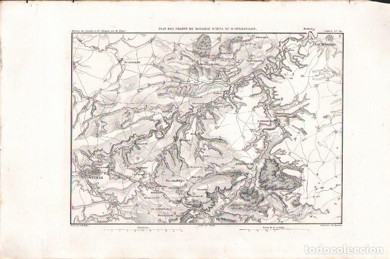 Arte: GRABADO PLAN DES CHAMPS DE BATAILLE D'IENA ET D'AWERSTAEDT. 1850. CARTE N&ordm; 35 G-PLANOS-013