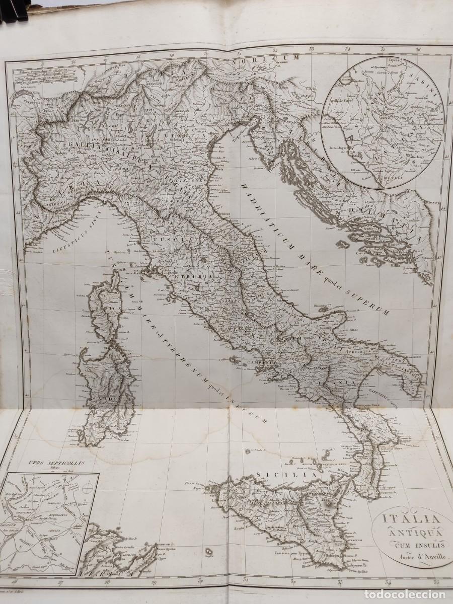 Arte: Mapa de Italia de Jean-Baptiste Bourguignon d&rsquo;Anville. Antichi monumenti Italia. G. Micali. 1810.