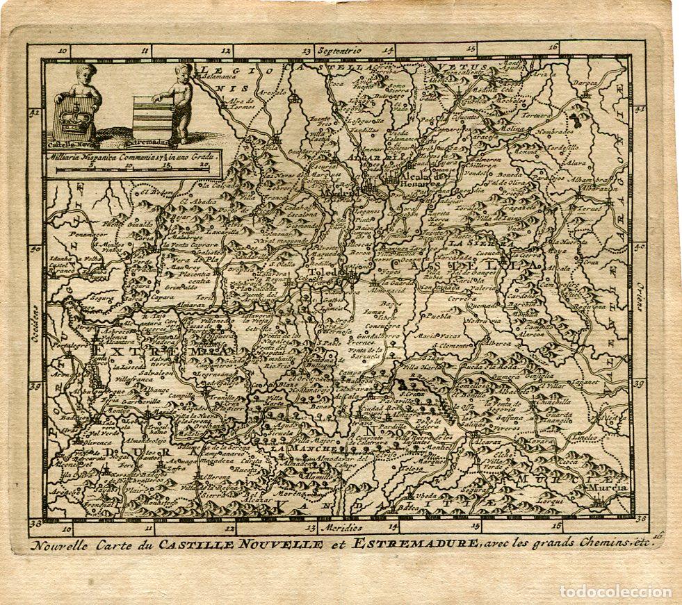 Art: Mapa de Castilla la Nueva y Extremadura - Grabado original Van der Aa 1715