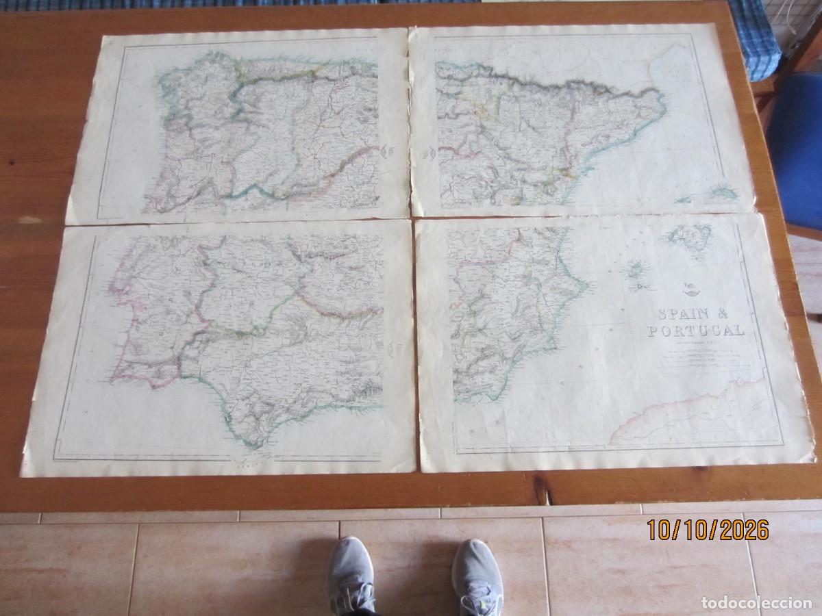 Arte: 1860-MAPA DE ESPA&Ntilde;A GIGANTE. EDICI&Oacute;N MONUMENTAL EN 4 PARTES. ORIGINAL DE EDWARD WELLER