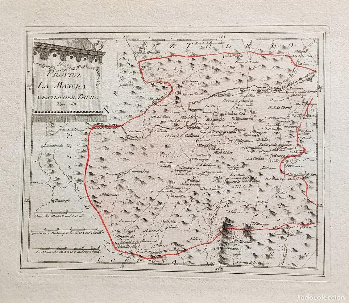 Arte: Mapa de La Mancha, Ciudad Real, Manzanares, Valdepe&ntilde;as, etc - Reilly - A&ntilde;o 1791