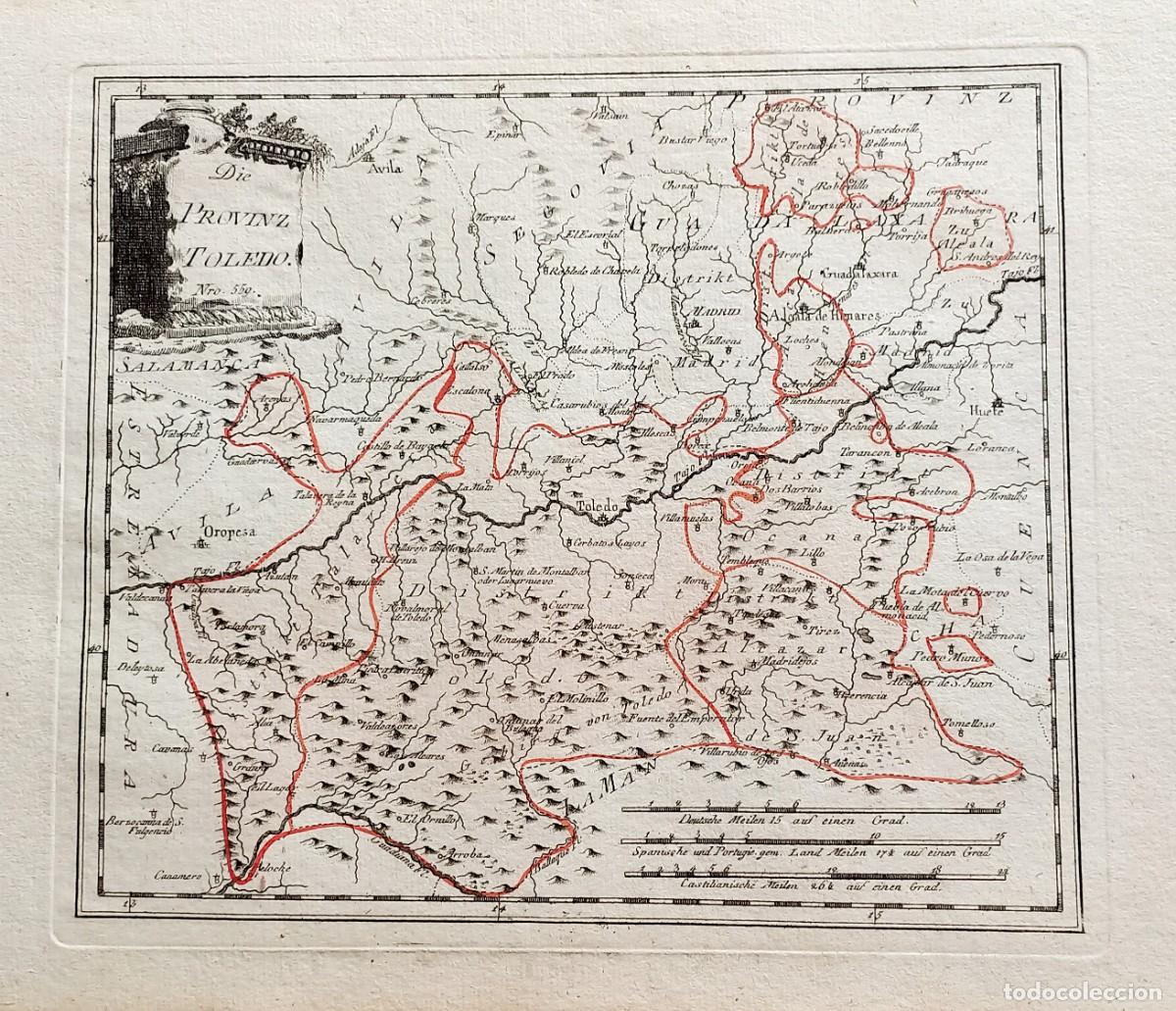 Arte: Mapa Prov de Toledo, incluye Madrid, Alcala de Henares, Alcazar de San Juan, .. - Reilly - A&ntilde;o 1791