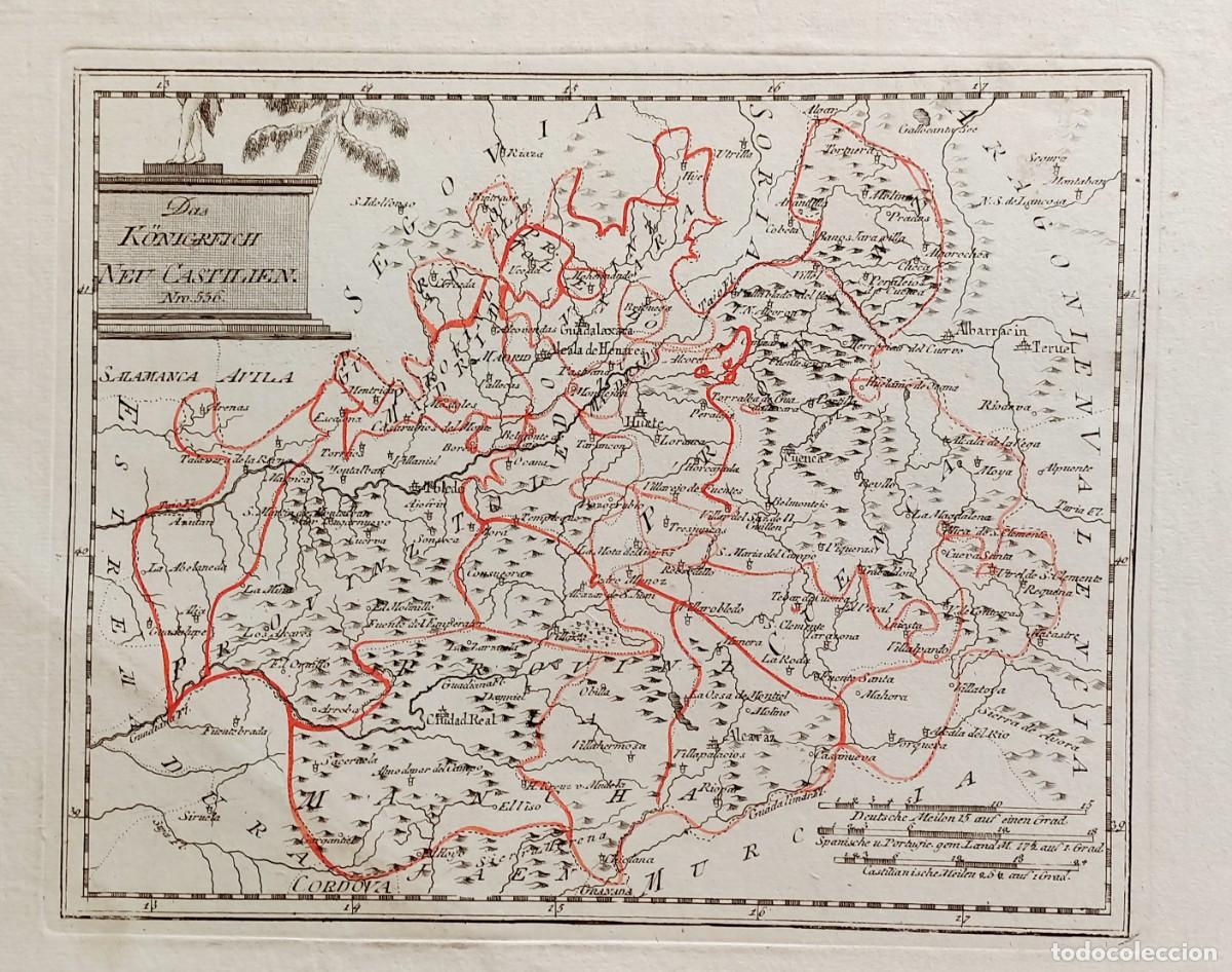 Arte: Mapa de Castill- Madrid, Guadalajara, Cuenca, Toledo, Ciudad Real, Albacete - Reilly - A&ntilde;o 1791