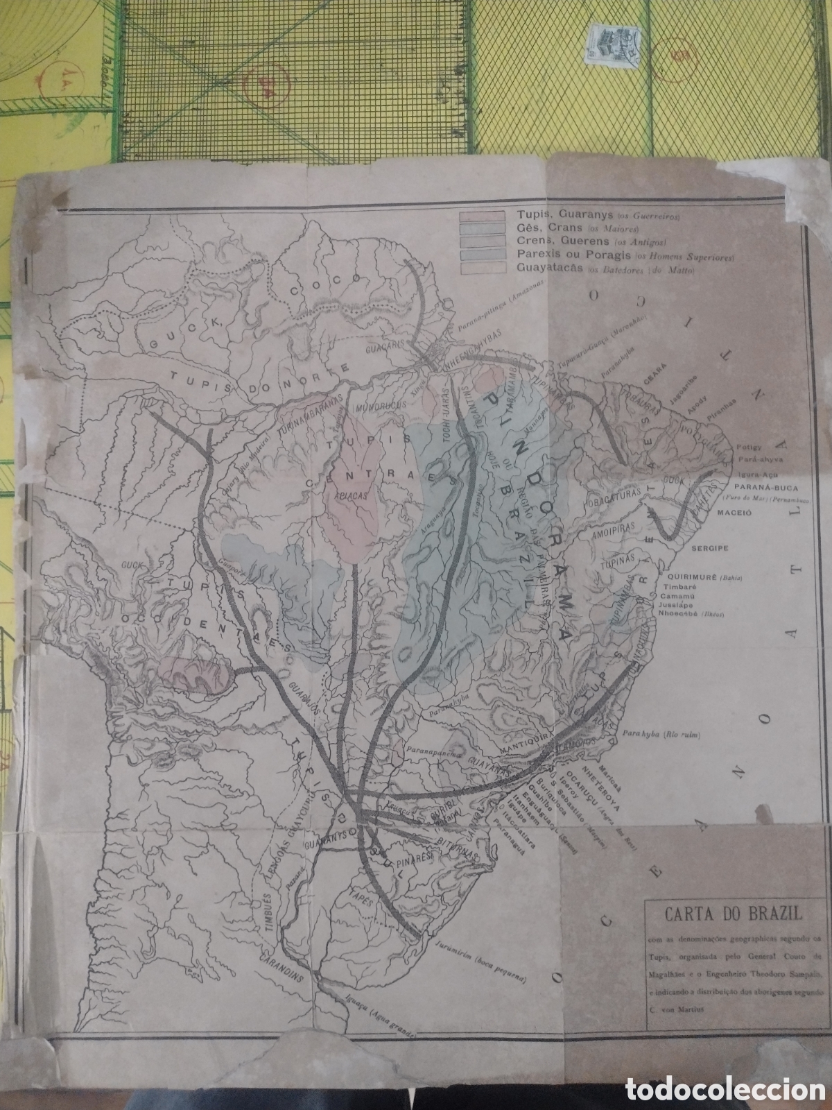 Arte: Mapa - Carta do Brazil -: Denominaci&oacute;n Geogr&aacute;fica Tup&iacute; - litografia -siglo XIX