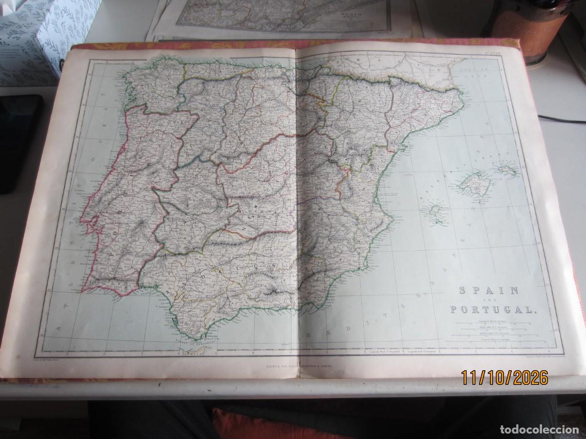 Arte: 1859-MAPA DE ESPA&Ntilde;A, GRANDE. ORIGINAL DE EDW. WELLER, DUKE STREET, BLOOMSBURY.