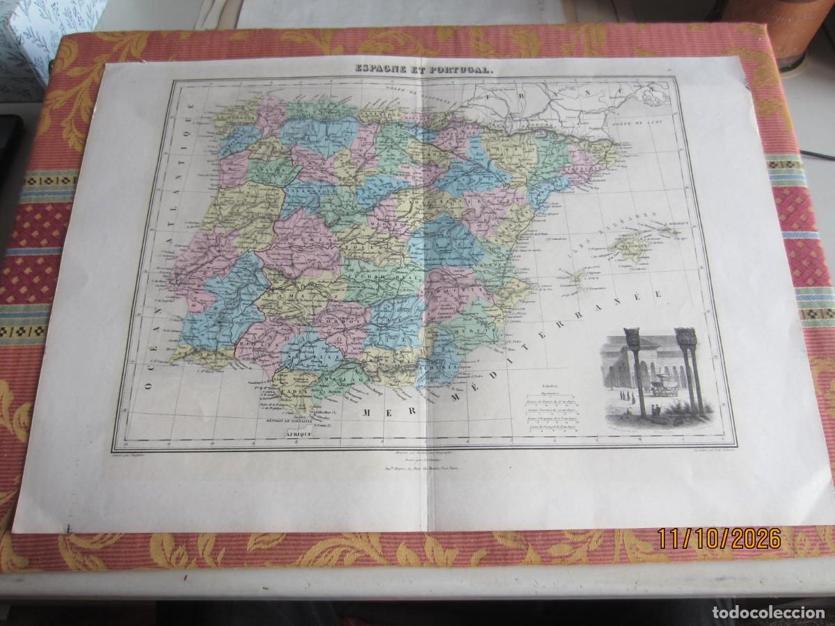 Arte: 1874-MAPA DE ESPA&Ntilde;A Y PORTUGAL, GRANDE. ORIGINAL DE L.E. DESBUISSONS & A.T. CHARTIER