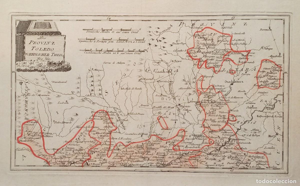 Art: Mapa Toledo zona Norte, con Madrid, Guadalajara, Cuenca - Reilly - A&ntilde;o 1791