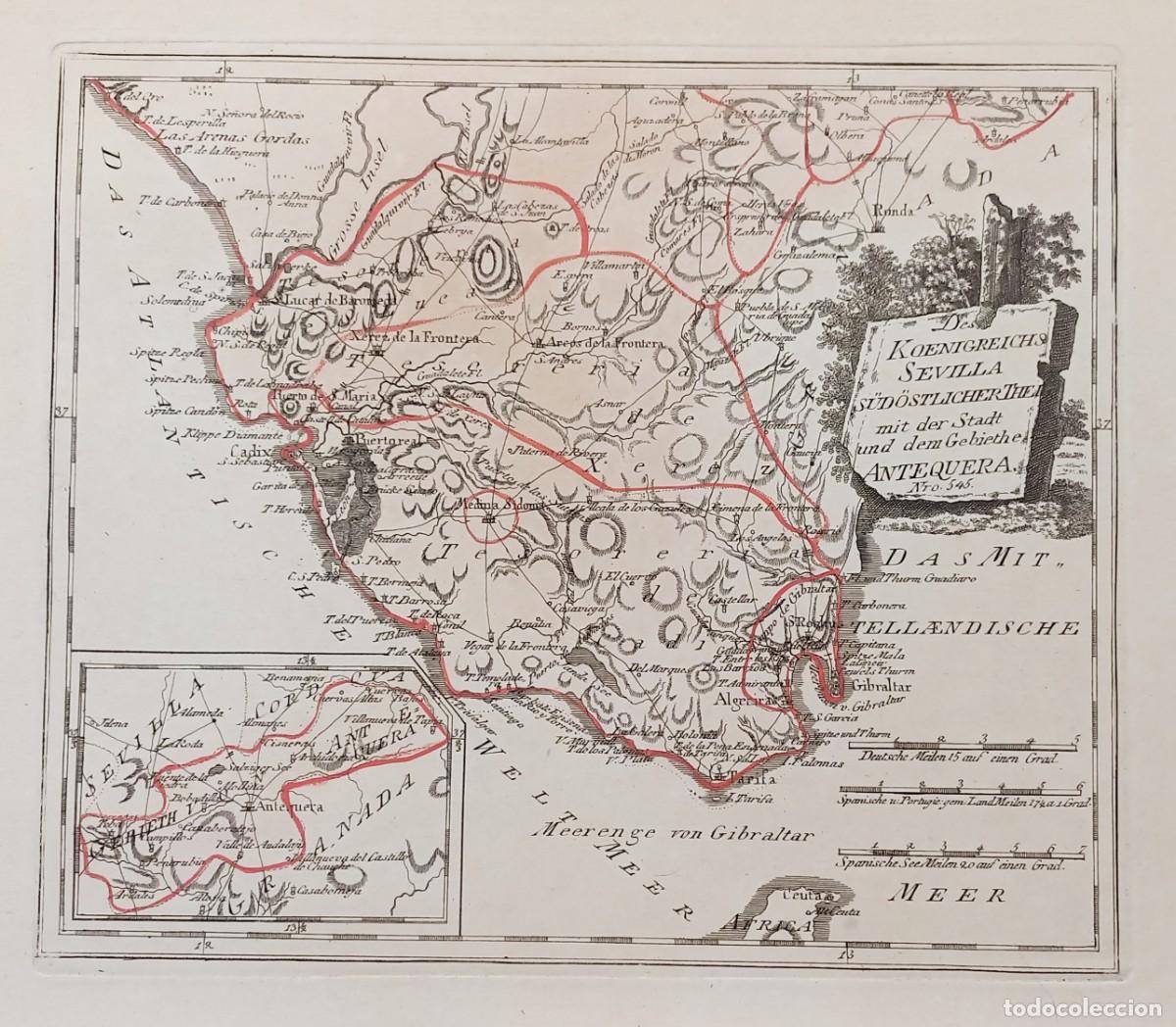 Arte: Mapa provincia de Cadiz, Gibraltar, Antequera, Ronda, Sur de Sevilla - Reilly - A&ntilde;o 1791