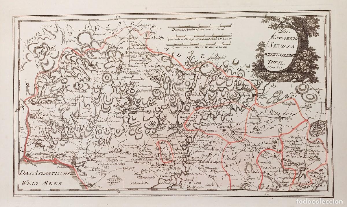 Arte: Mapa prov antigua Sevilla, con Ecija, Carmona,Ayamonte, Los Palacios, etc - Reilly - A&ntilde;o 1791