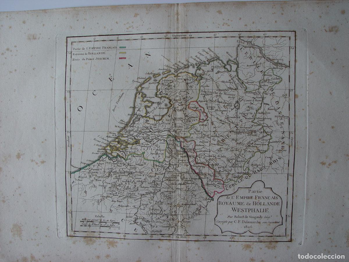 Arte: Imperio franc&eacute;s, Reino de Holanda, Westfalia - Grabado de Vaugondy - 1806
