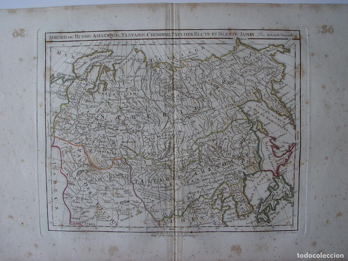Arte: Siberia, Tartaria china y Jap&oacute;n - Grabado original de Robert de Vaugondy