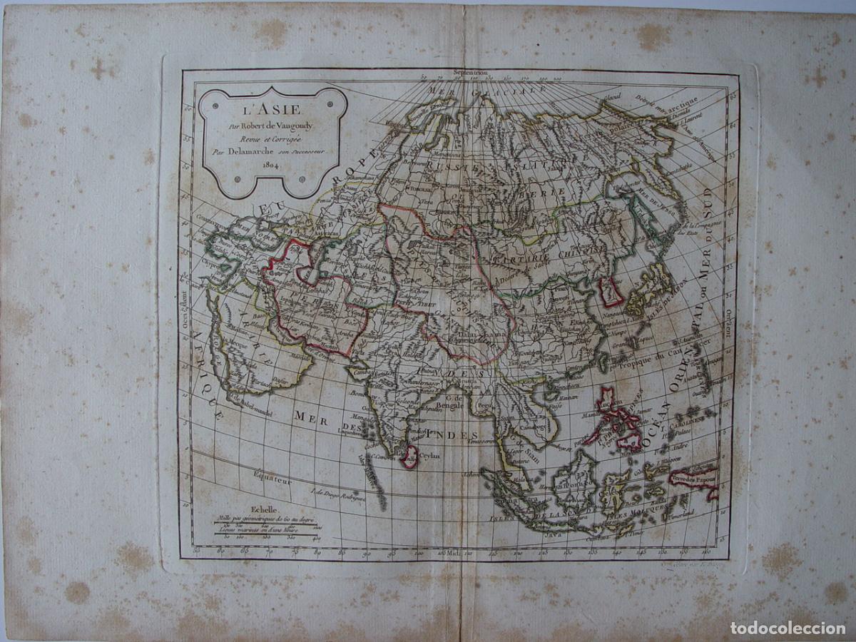 Art: Asia, L'Asie - Grabado original de Robert de Vaugondy y Delamarche - 1804