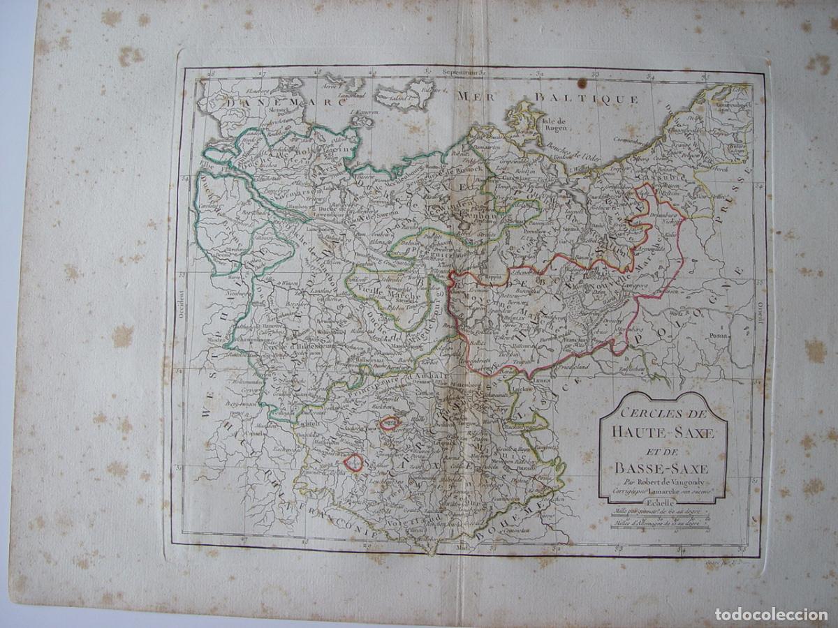Art: Cercles de Haute-Saxe et Basse-Saxe - Grabado original de Vaugondy - h. 1800