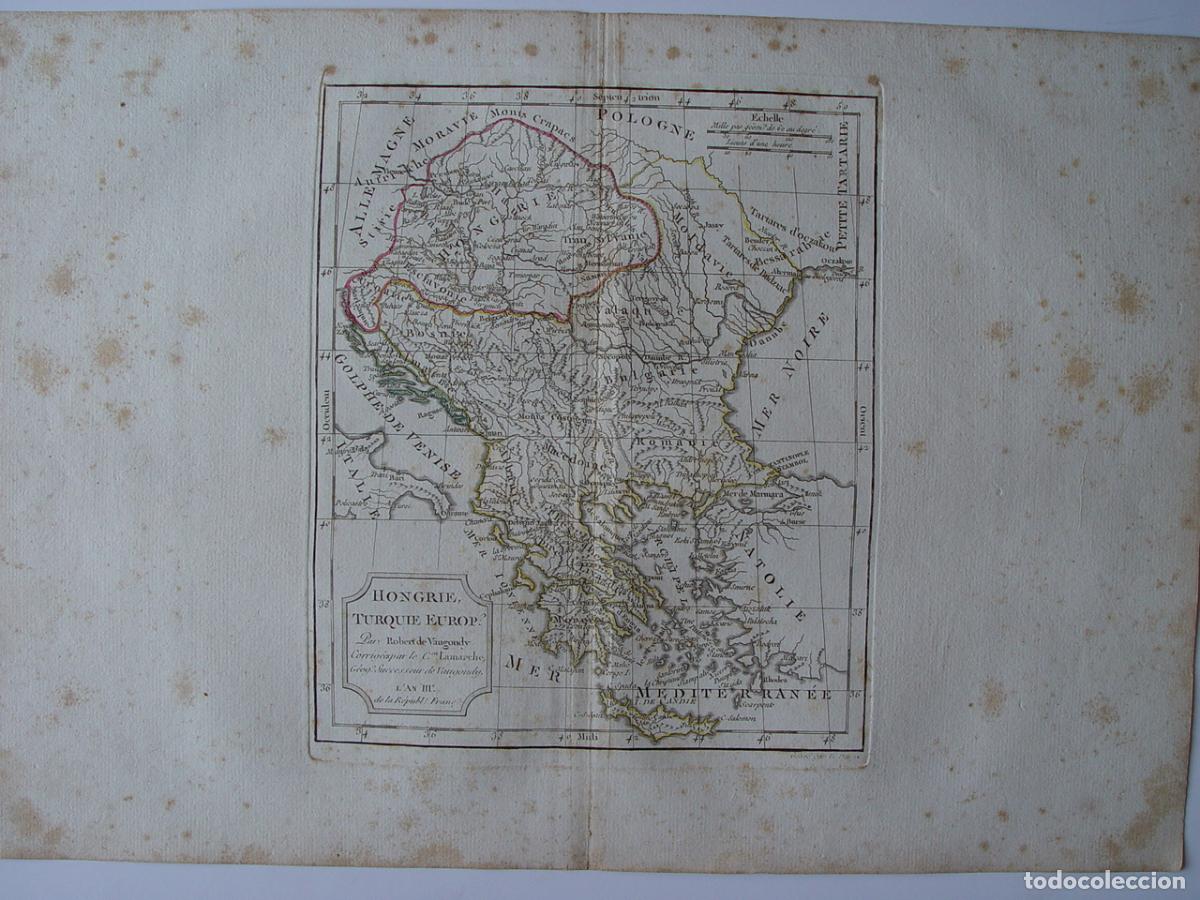 Art: Hungr&iacute;a y Turqu&iacute;a europea - Grabado original de Robert de Vaugondy - 1794-95