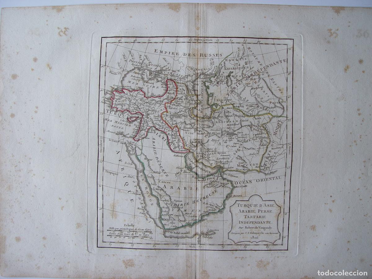 Art: Turqu&iacute;a asi&aacute;tica, Arabia, Persia y Tartaria - Grabado de Vaugondy - 1806
