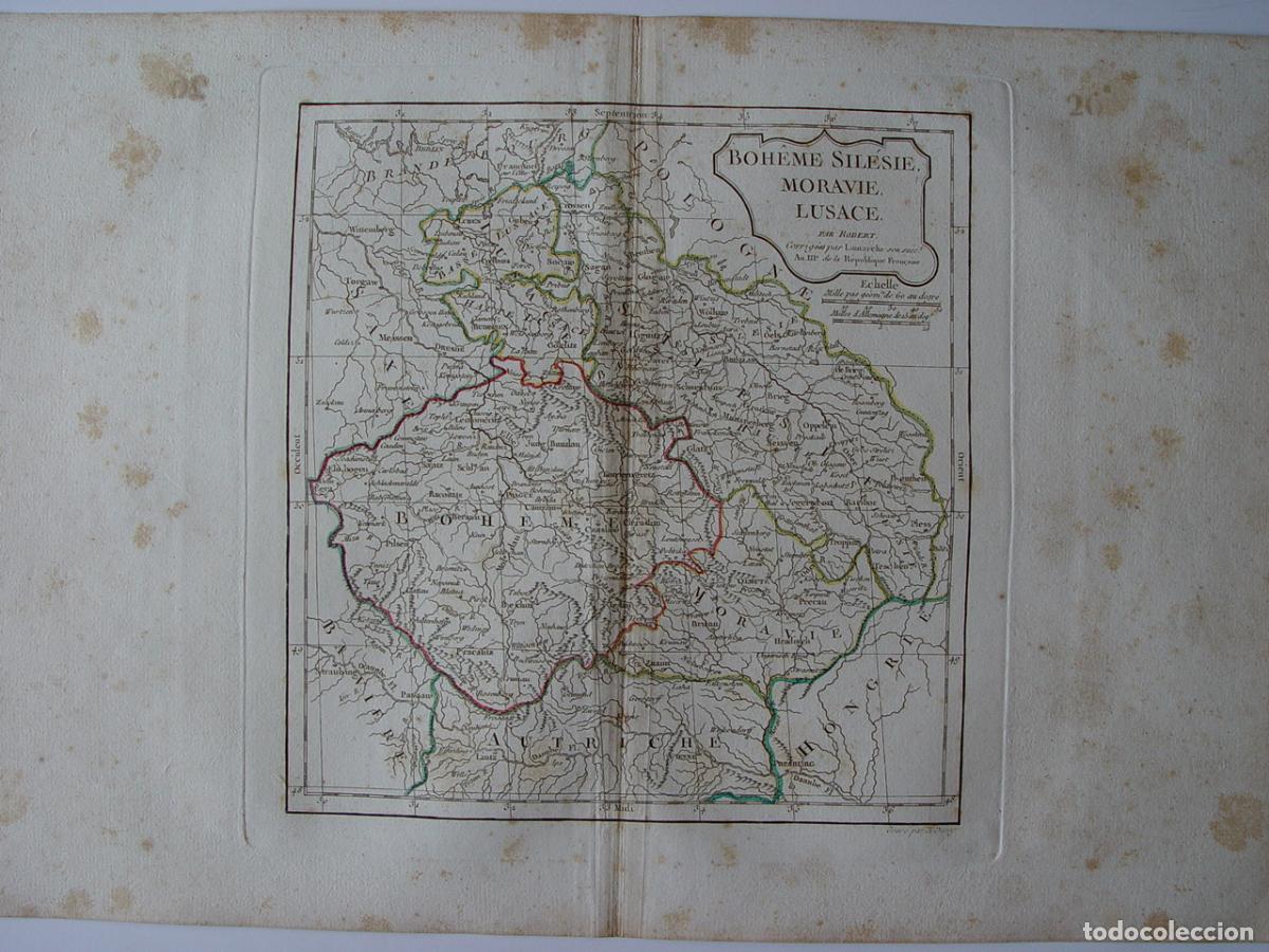 Art: Boh&egrave;me, Sil&eacute;sie, Moravie, Lusace - Grabado original de Vaugondy - 1794-95