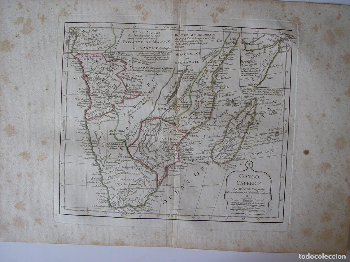 Art: Congo y Cafrer&iacute;a, &Aacute;frica austral - Grabado original de Vaugondy - 1804