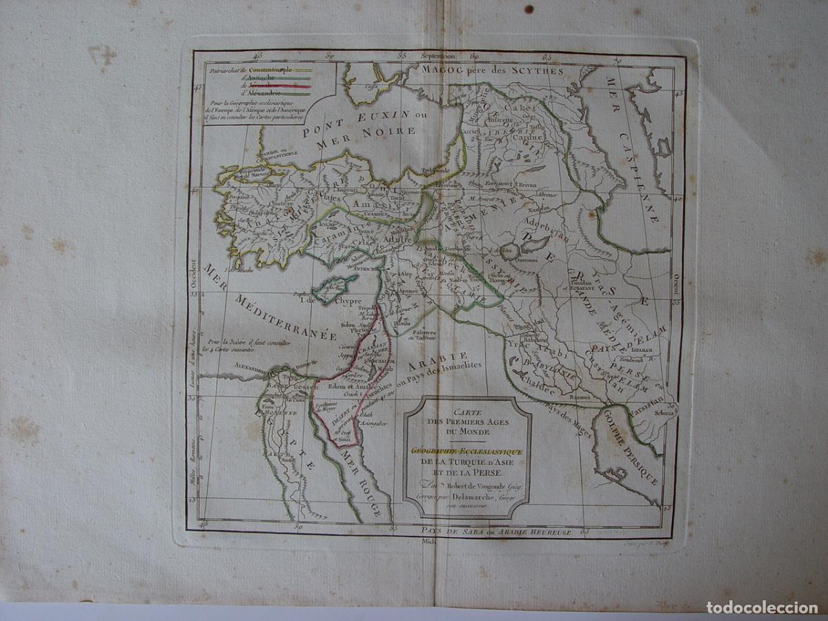 Art: Mapa de las primeras edades del mundo - Grabado original de Robert de Vaugondy