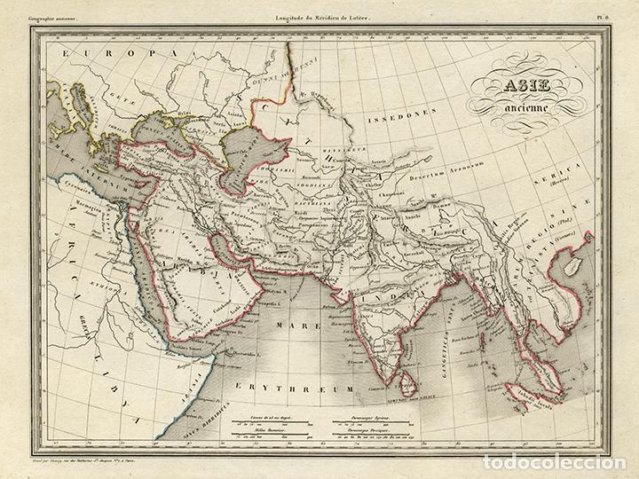 Kunst: MAPA DEL ASIA ANTIGUA, DE MALTE-BRUN, 1837. GRABADO AL ACERO, COLOREADO A MANO. Grab&oacute; THIERRY. INDIA