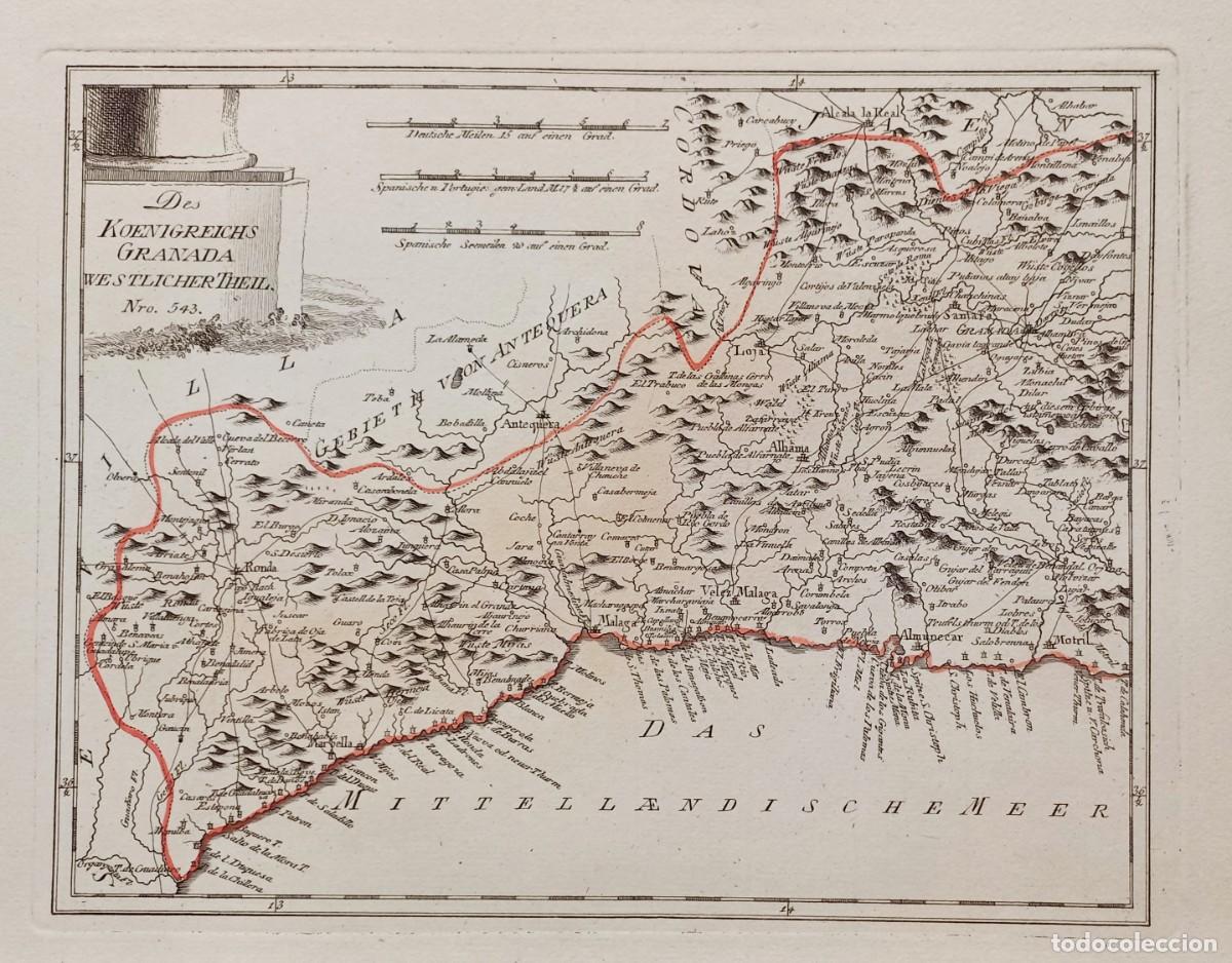 Kunst: Mapa Granada, Malaga, Motril,Marbella, Ronda, Mijas, Alhama, Antequera, etc - Reilly - A&ntilde;o 1791