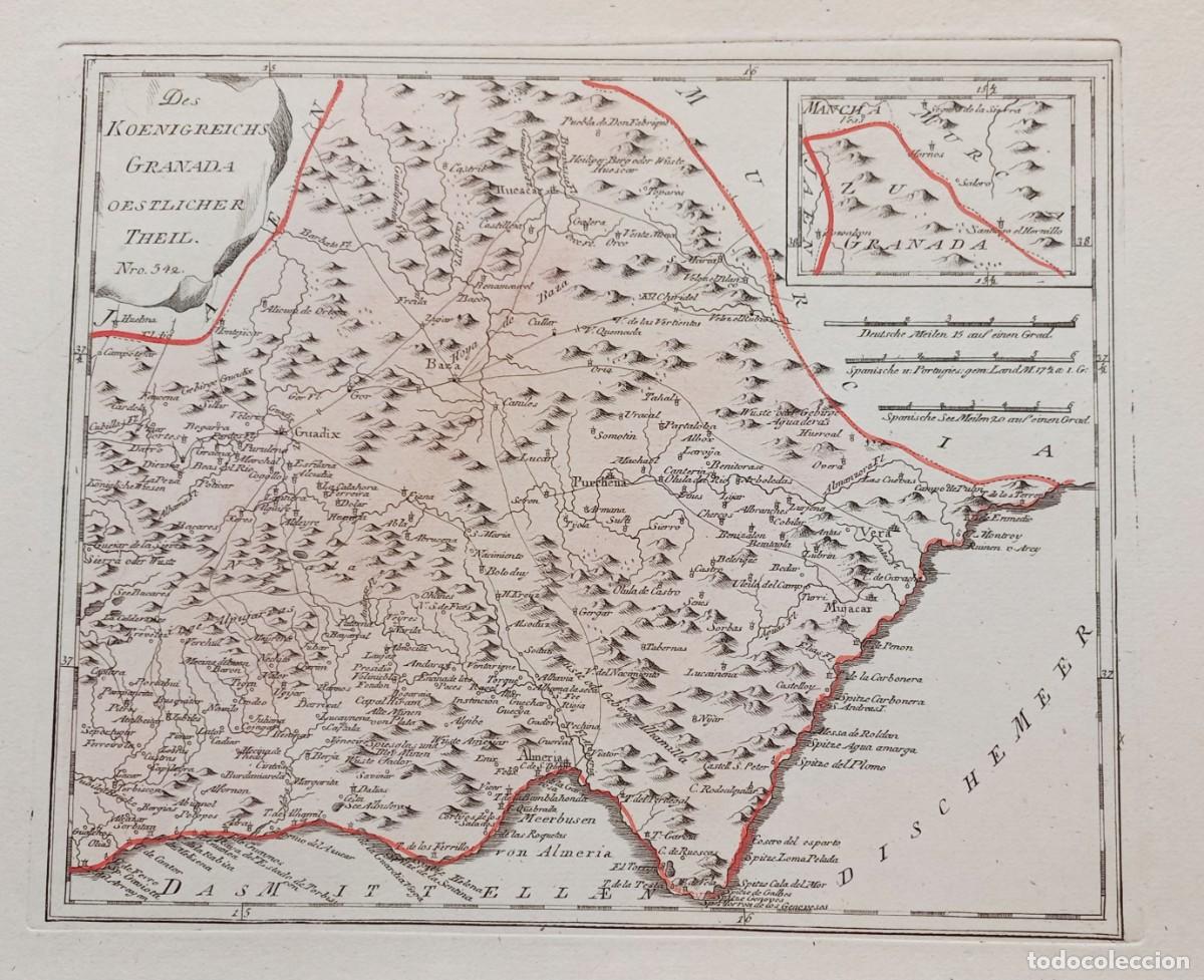 Kunst: Mapa Almeria, Granada, Baza, Guadix, Mojacar, Purchena, etc - Reilly - A&ntilde;o 1791 - Es Original