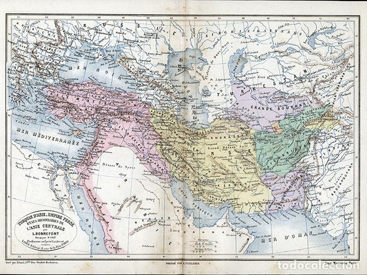 Art: MAPA IMPERIOS OTOMANO Y PERSA, Y ESTADOS DE ASIA CENTRAL EN 1884, VUILLEMIN & BONNEFONT, LITOGRAF&Iacute;A