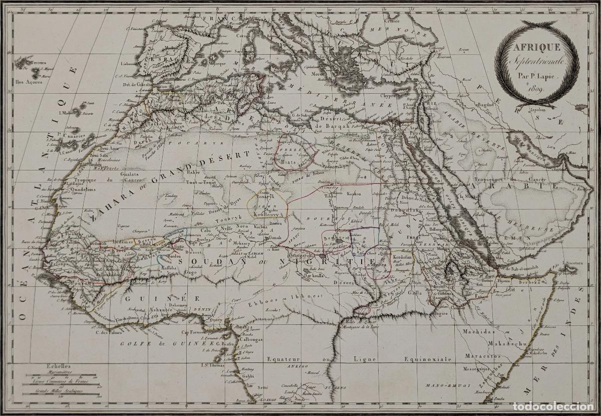 Arte: &ldquo;Afrique Septentrionale Par P. Lapie&rdquo; [Mapa de &Aacute;frica septentrional] - Malte-Brun / Lapie
