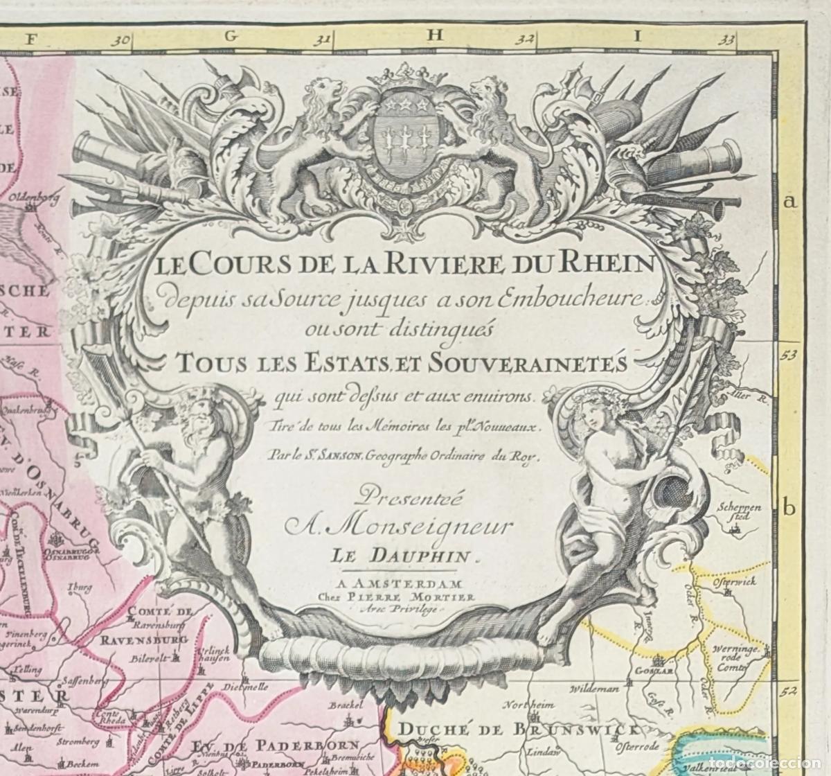 Kunst: &ldquo;Le Cours de la Riviere du Rhein&rdquo; [Mapa del r&iacute;o Rin desde los Alpes hasta el mar del Norte] - Jaillo