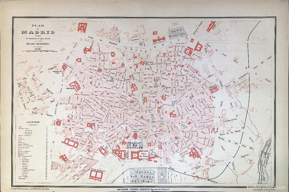 Art: &ldquo;Plan de Madrid d'apr&egrave;s les Documents les plus r&eacute;cents&rdquo; [Plano de Madrid, Espa&ntilde;a] - Fayard, Arth&egrave;me