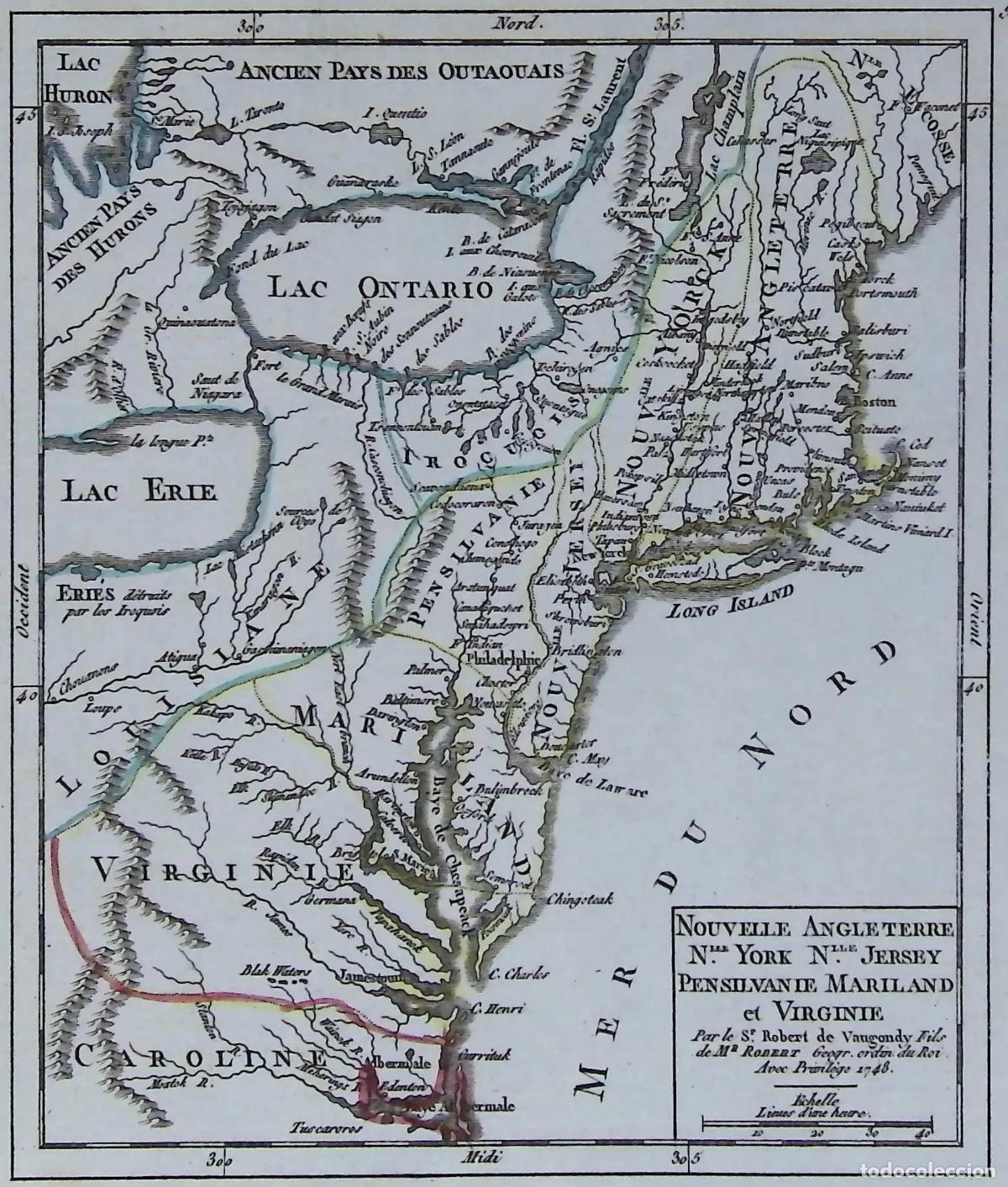 Art: &ldquo;Nouvelle Angleterre, N.lle...&rdquo; [Mapa de Nueva Inglaterra, Nueva York, Pensilvania y Virginia, EEUU]