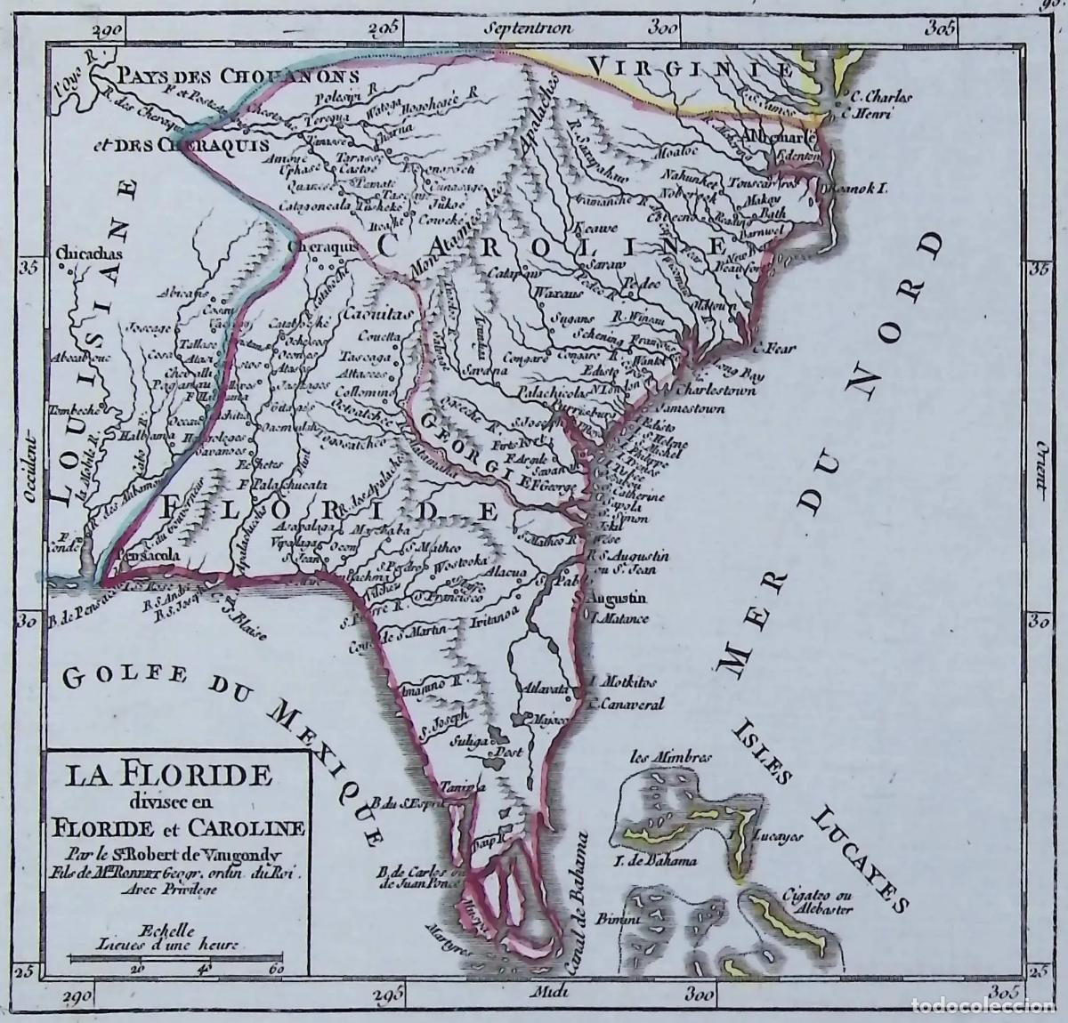 Art: &ldquo;La Floride divis&eacute;e en Floride e...&rdquo; [Mapa de Florida, Carolina, Luisiana y Georgia, Estados Unidos]
