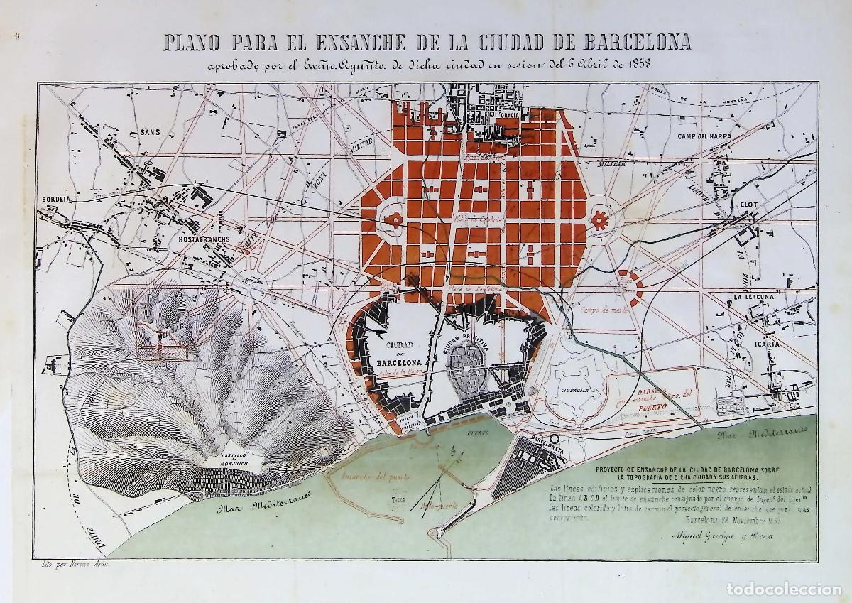 Art: &ldquo;Plano para el Ensanche de la ciudad de Barcelona&rdquo; [Plano de Barcelona, Espa&ntilde;a] - Garriga i Roca, Mi